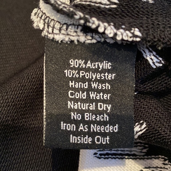 Misook black open sweater cardigan white abstract design medium - Picture 6 of 6